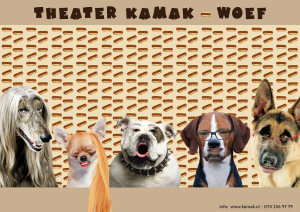 Poster van de voorstelling WOEF van theatergroep Kamak, speciaal voor mensen met een verstandelijke beperking