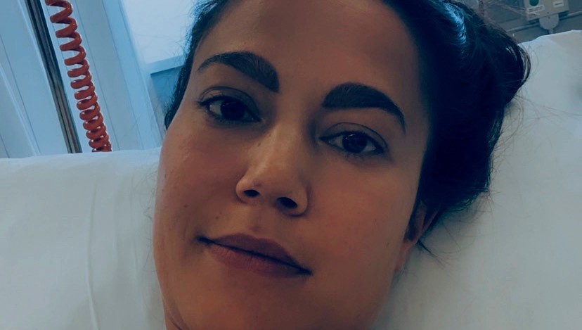Rachel in het ziekenhuisbed